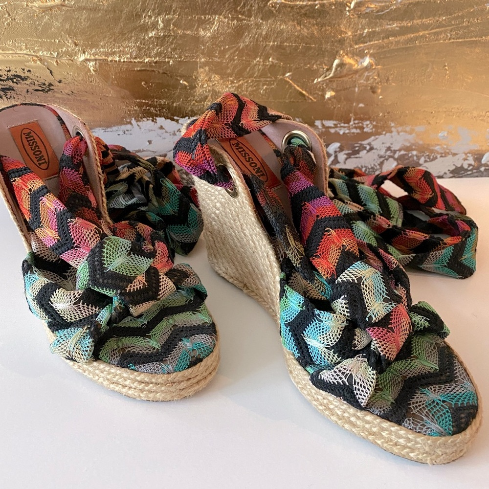 Authentic Missoni wedge sandals multicolored